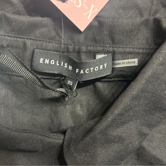 *NWT* English Factory Women’s Black Embroidered Lace Linen Blend Shirt, Size XS - Picture 12 of 16
